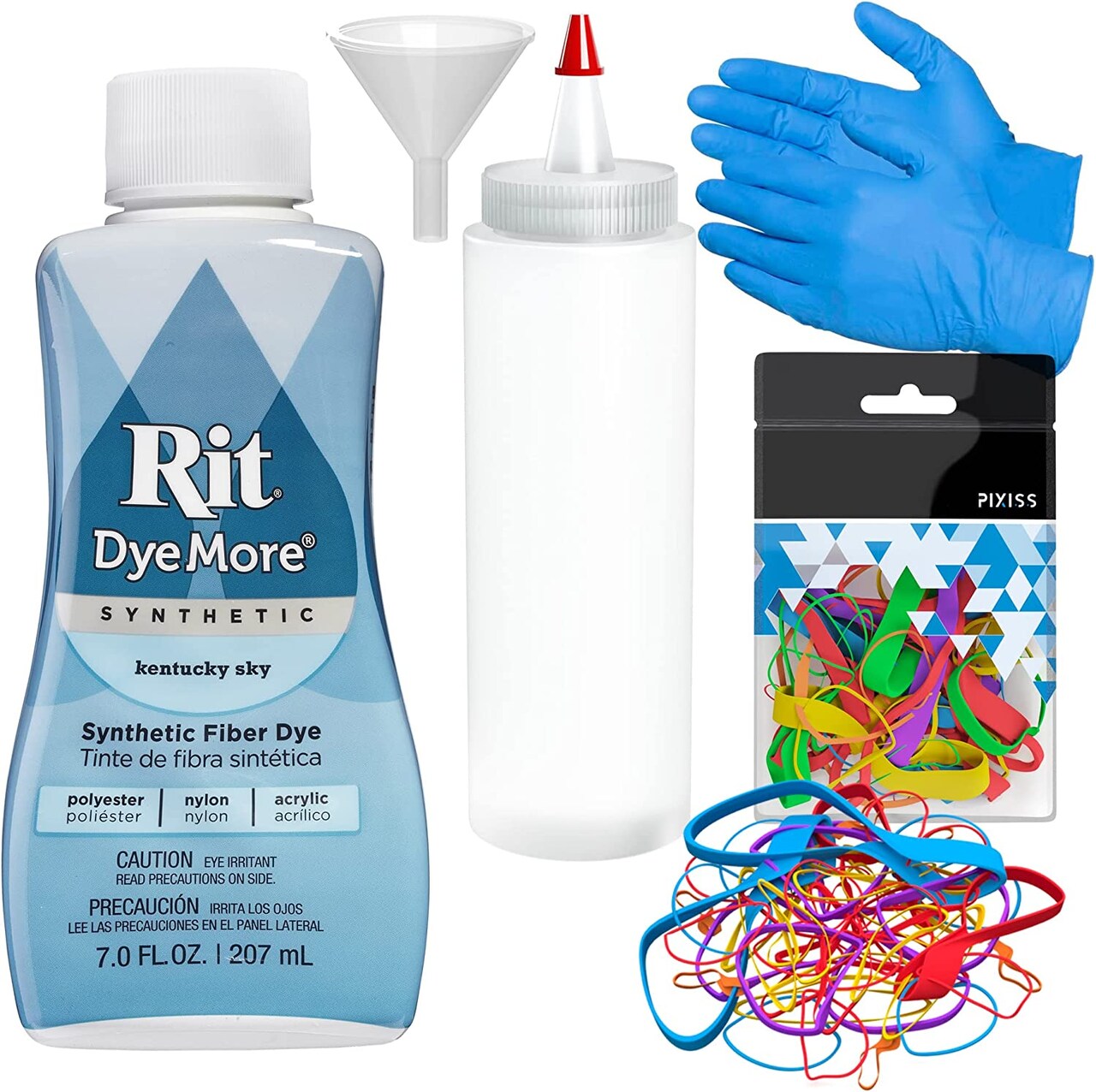 Synthetic Rit Dye More Liquid Fabric Dye Kentucky Sky, Pixiss Rit Dye Accessories Kit